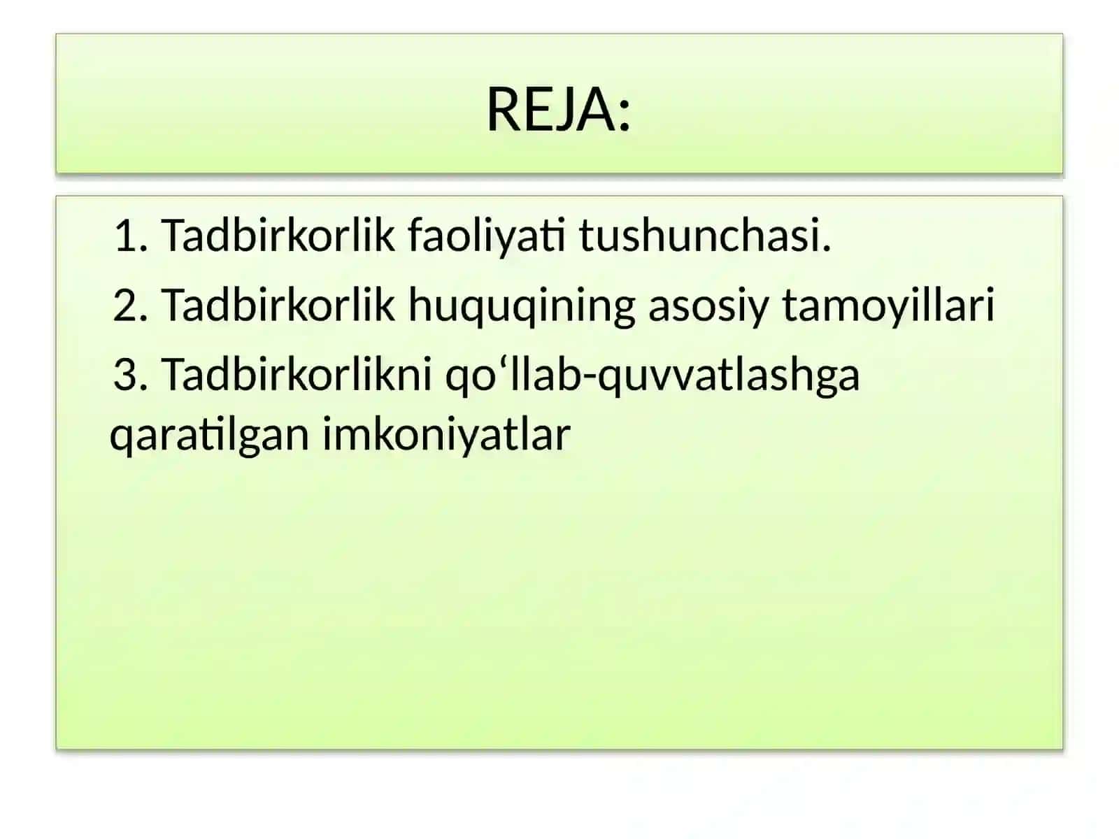 Tadbirkorlikning tashkiliy huquqiy asoslari 2