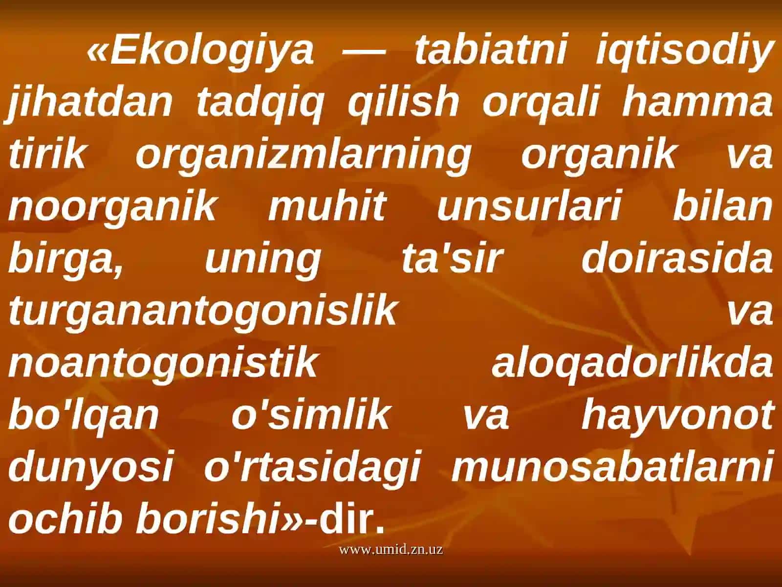 Ekologiya va Biologiya 2