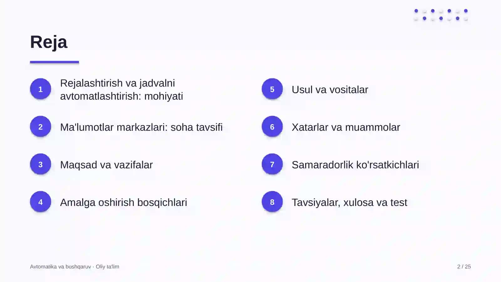 Ma'lumotlar markazlarida rejalashtirish va jadval tuzishni avtomatlashtirish 2