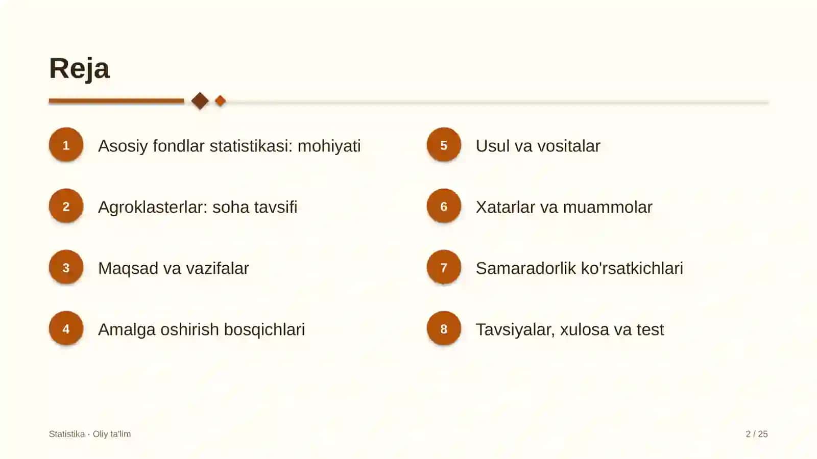 Agroklasterlarda asosiy fondlar statistikasi 2