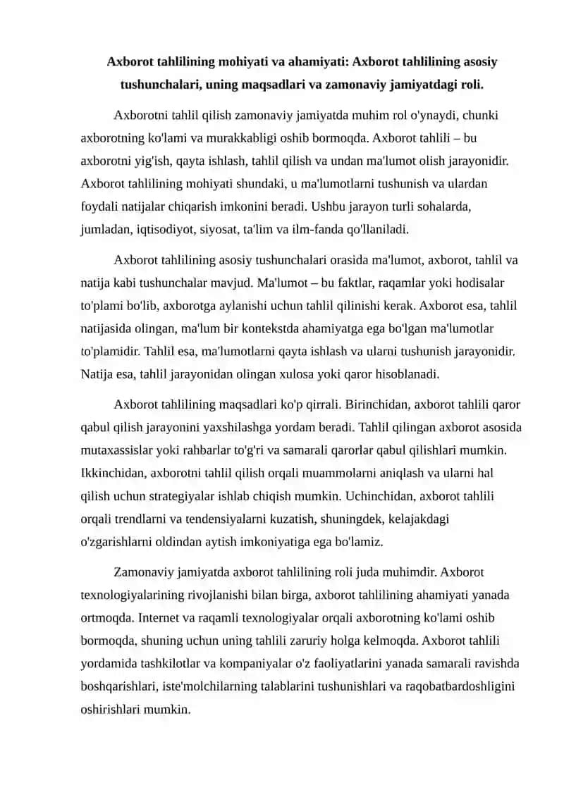 Axborotni tahlil qilish 2
