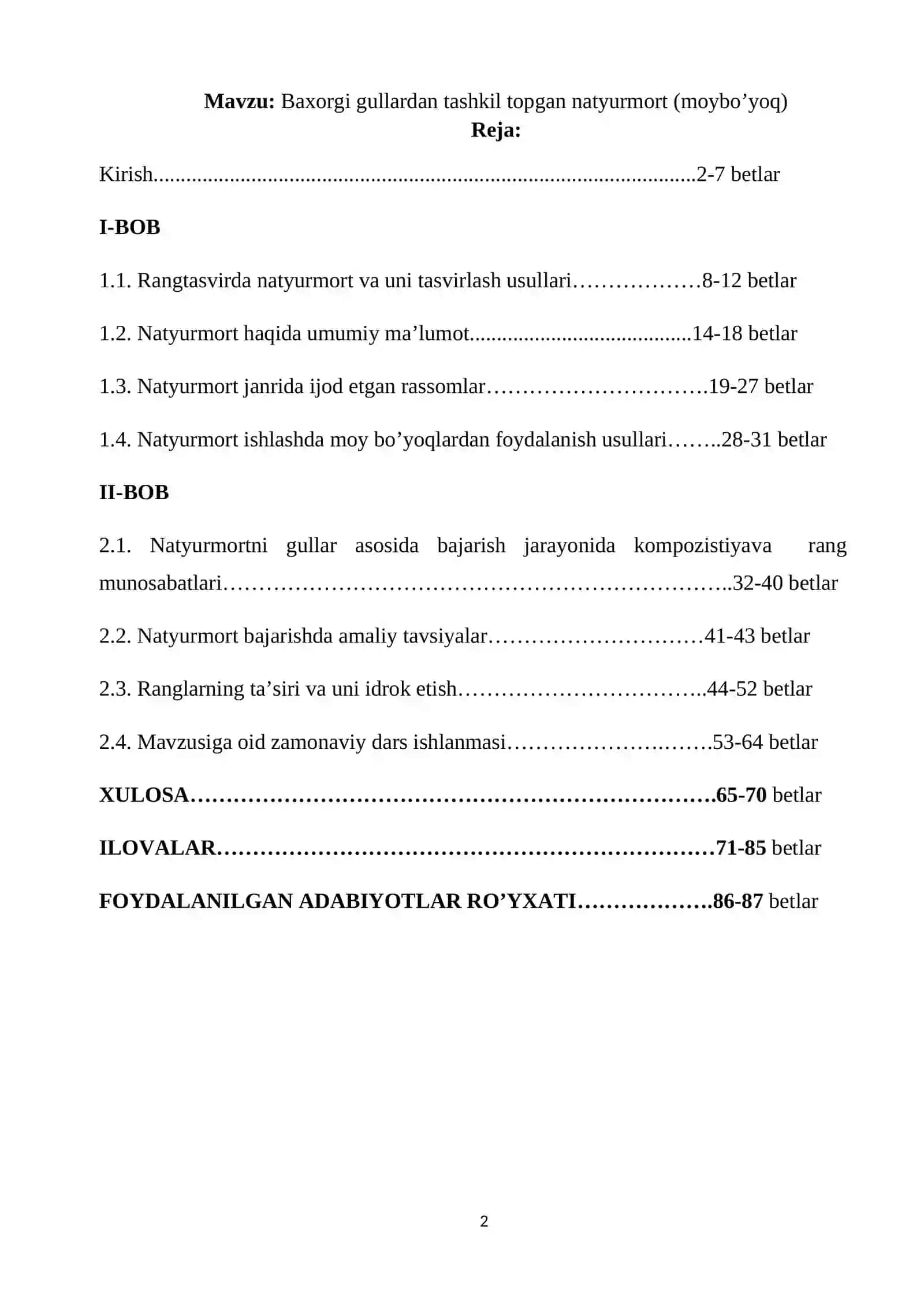 Bahorgi gullardan tashkil topgan natyurmort (moybo’yoq) 2