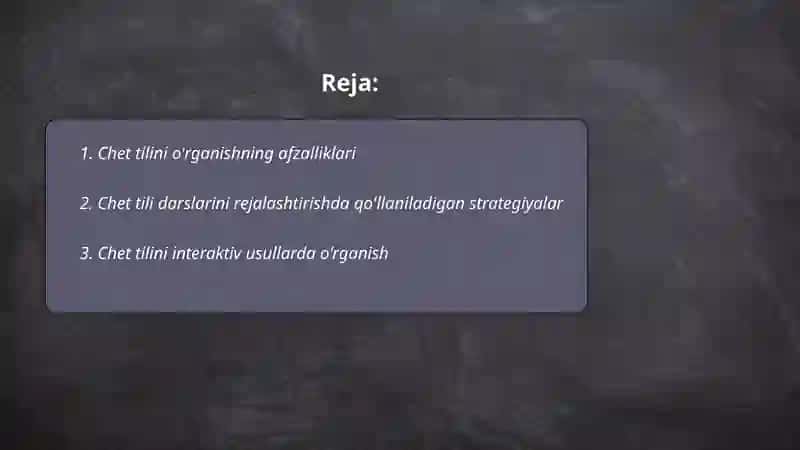 Chet tili darsi va uni rejalashtirish 2