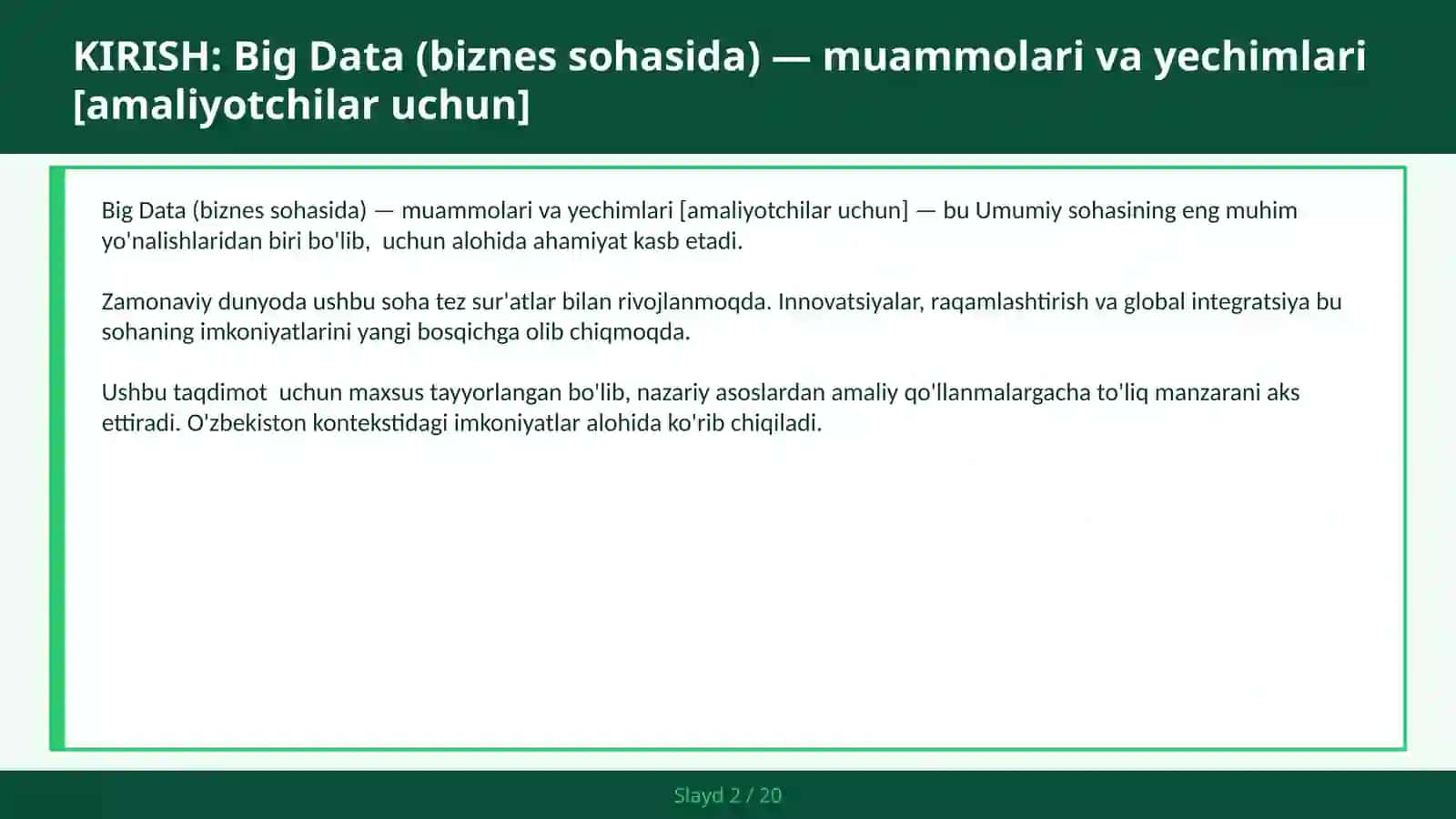 Big Data (Biznes sohasida) - Muammolari va yechimlari [amaliyotchilar uchun] 2