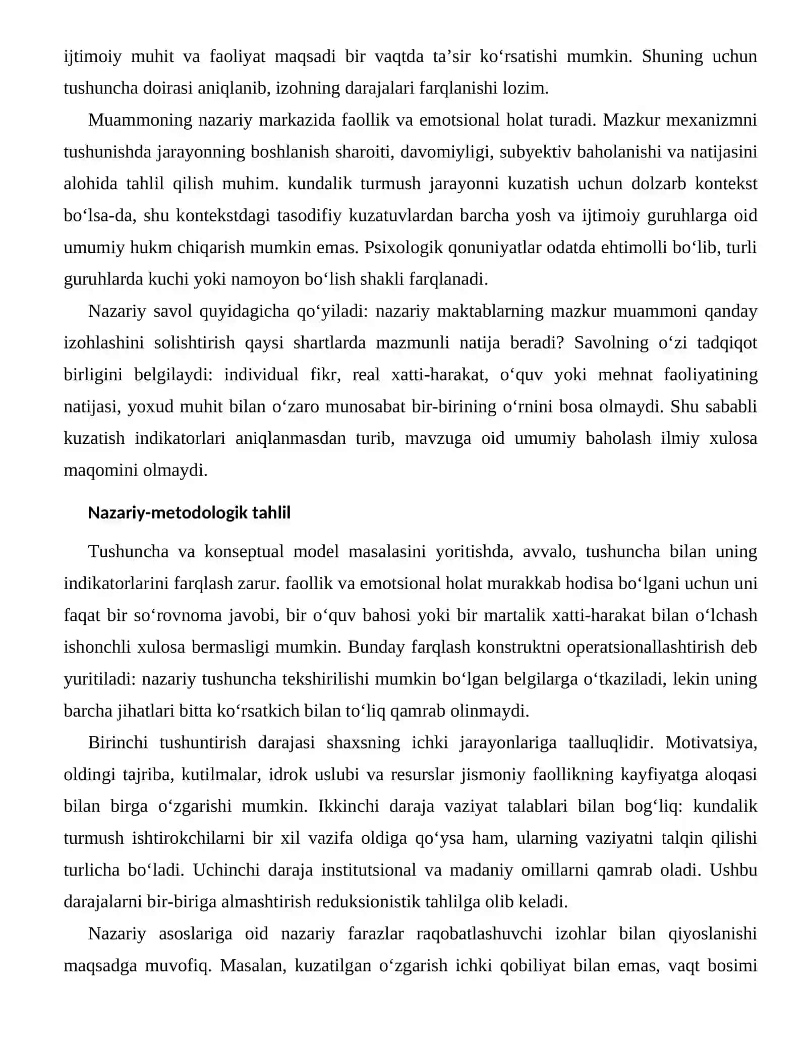 JISMONIY FAOLLIKNING KAYFIYATGA ALOQASI — NAZARIY ASOSLARI 2