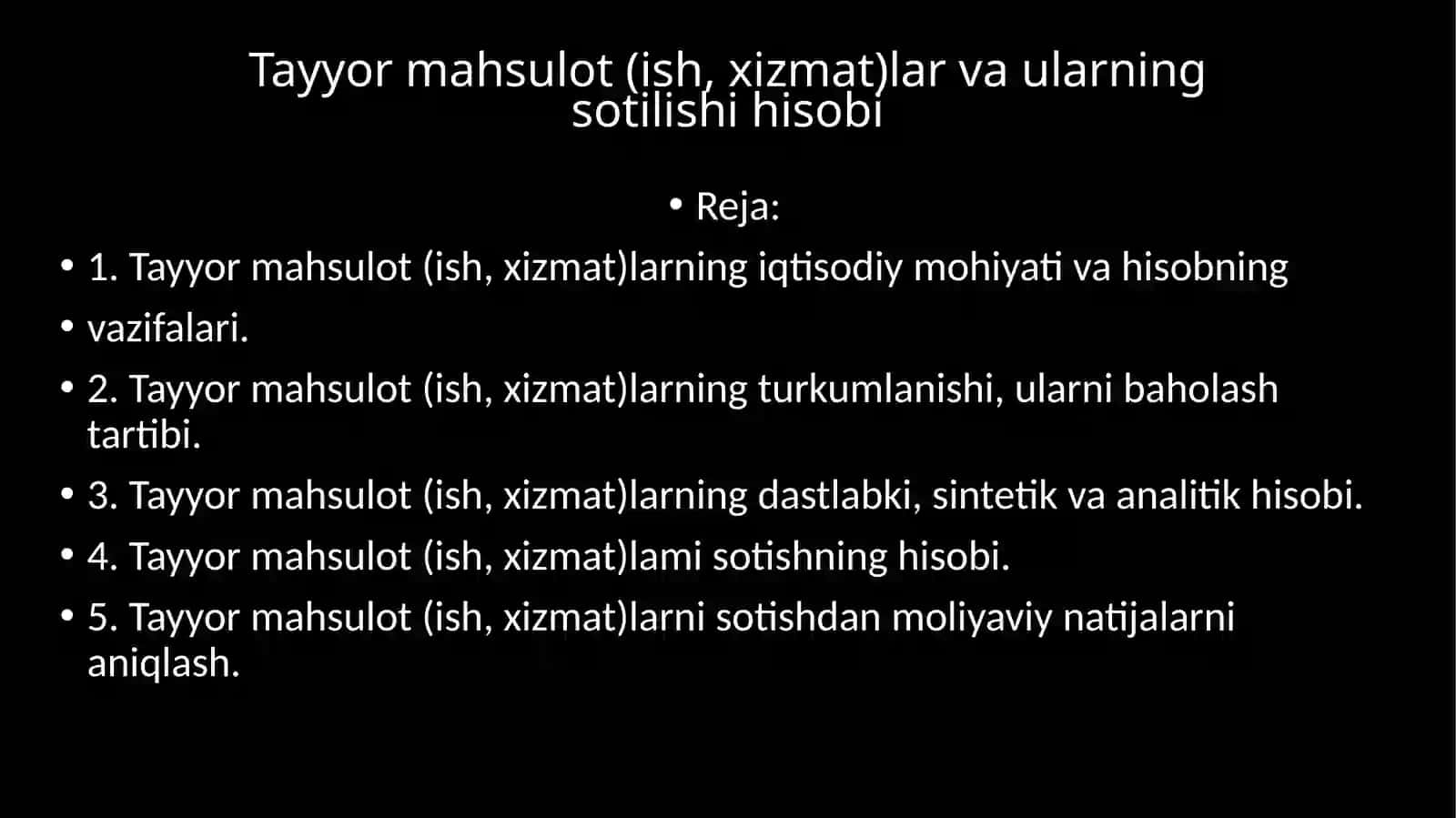 Mjliyaviy hisobga kirish fani 2
