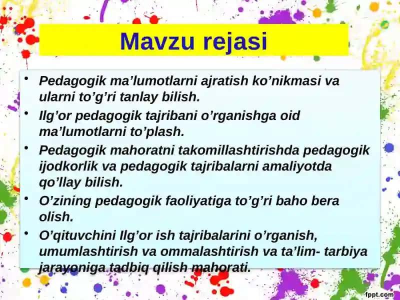 Pedagogik ma’lumotlarni ajratish va o'rgatish 2