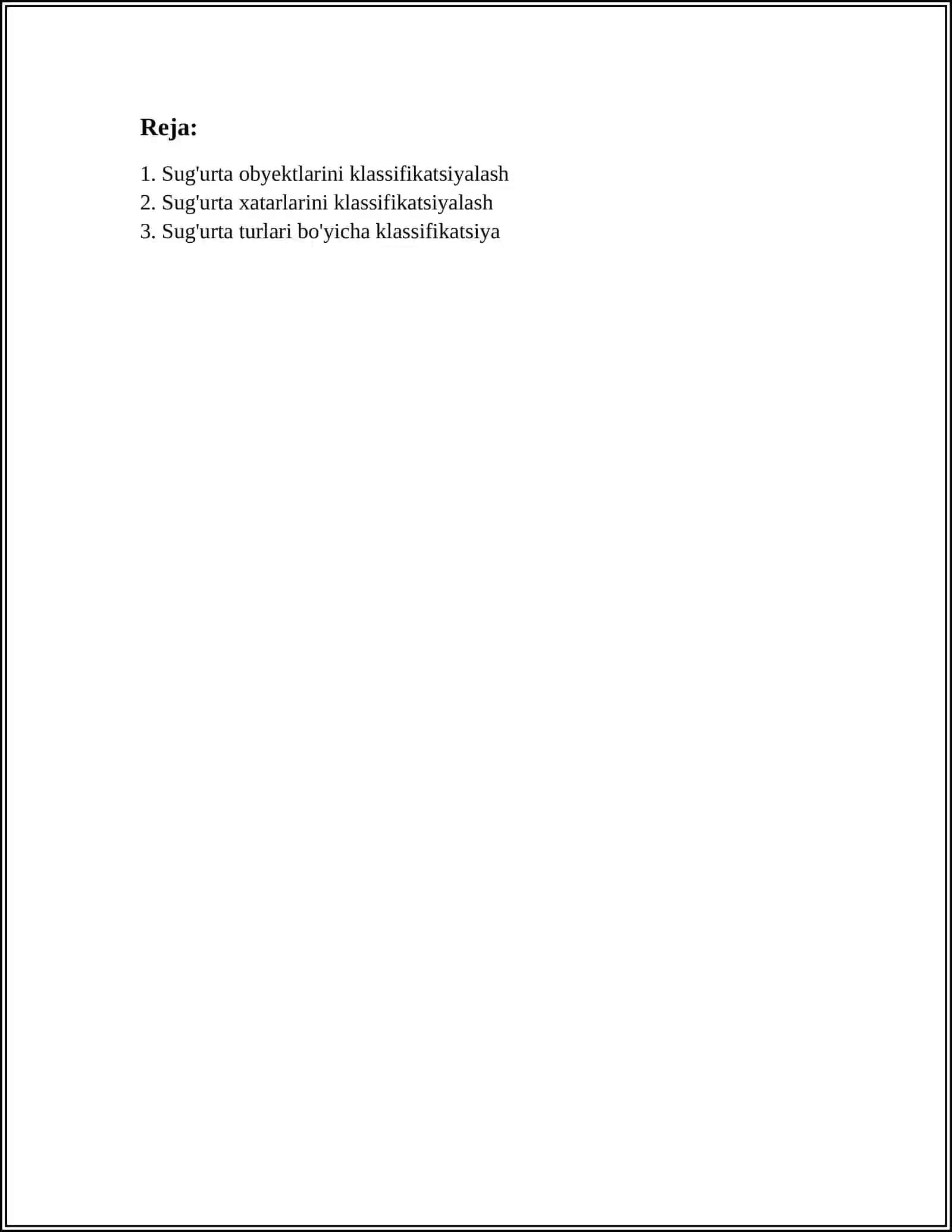 SUG’URTANI KLASSIFIKATSIYALASH 2