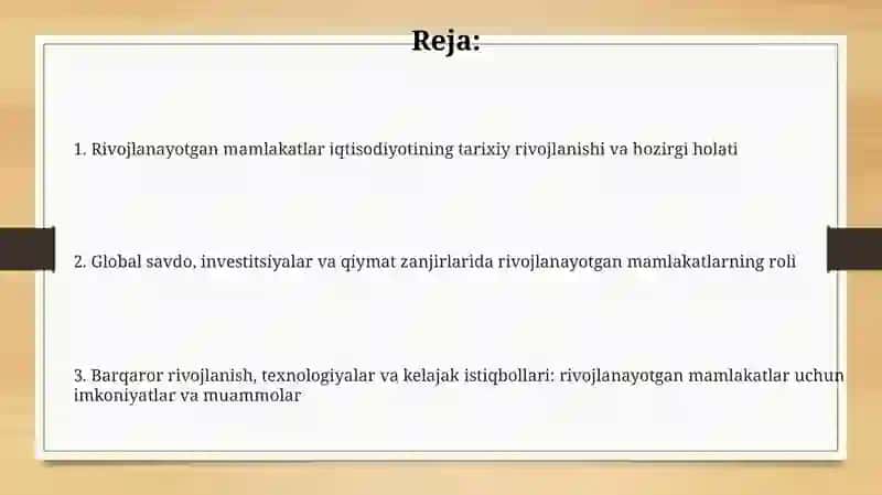 Rivojlanayotgan mamlakatlari iqtisodiyoti 2