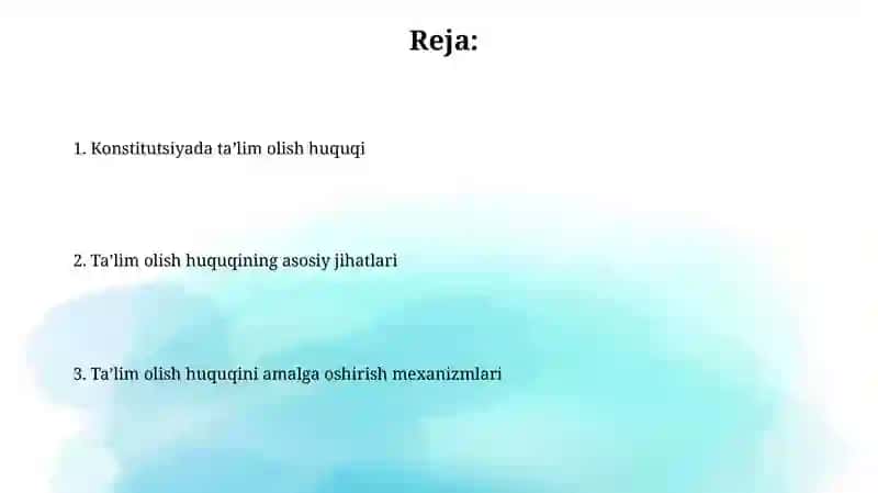 Konstitutsiyada ta'lim olish huquqi 2