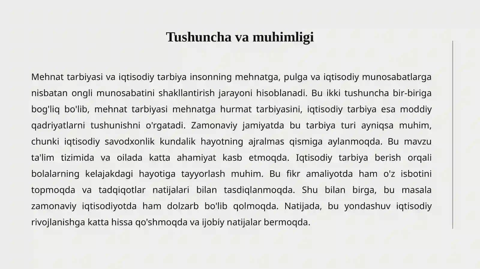 Mehant tarbiyasi va iqtisodiy tarbiya 2