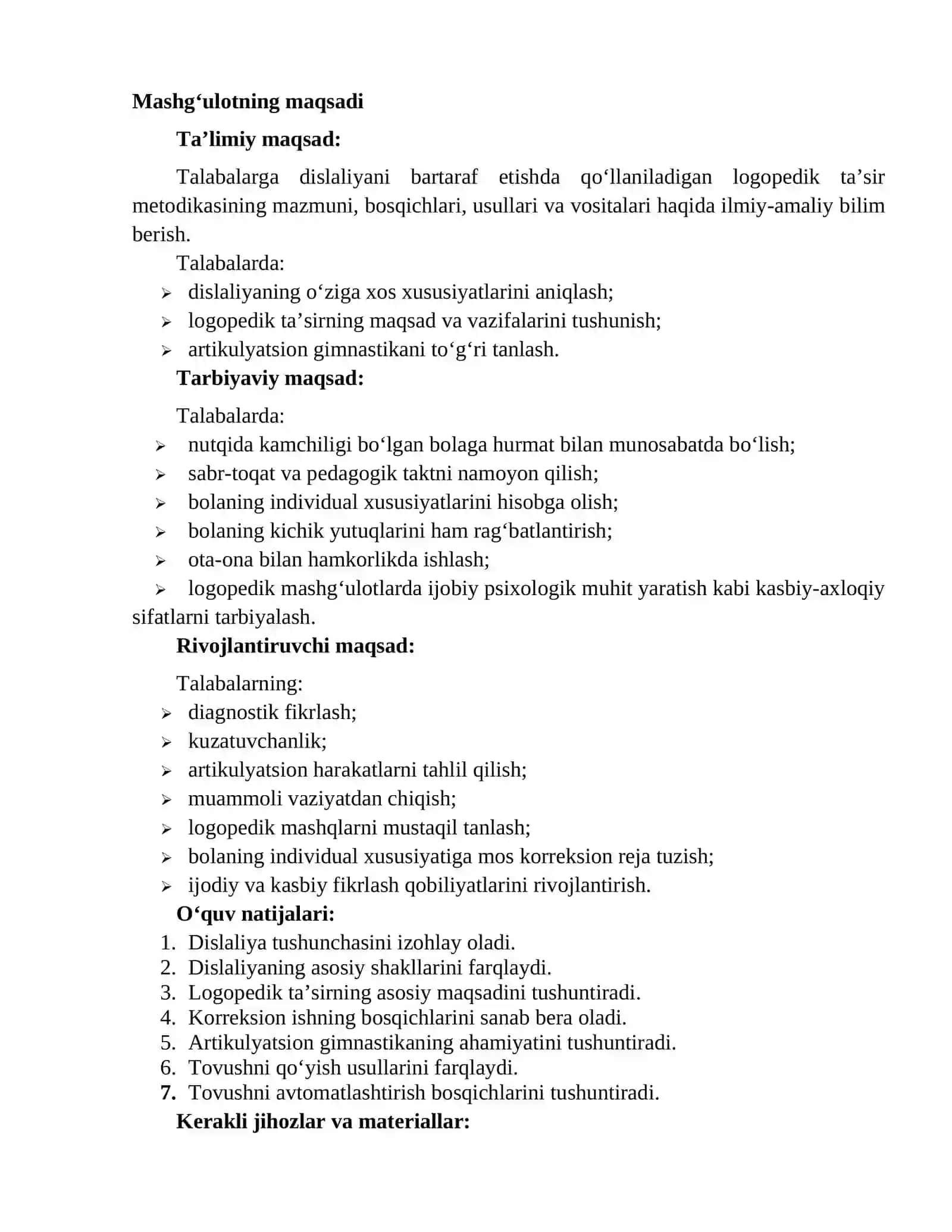 Amaliy mashg‘ulot: “Dislaliyani bartaraf etishda logopedik ta’sir metodikasi” 2