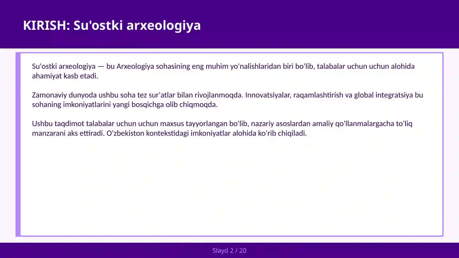 SU'OSTKI ARXEOLOGIYA 2