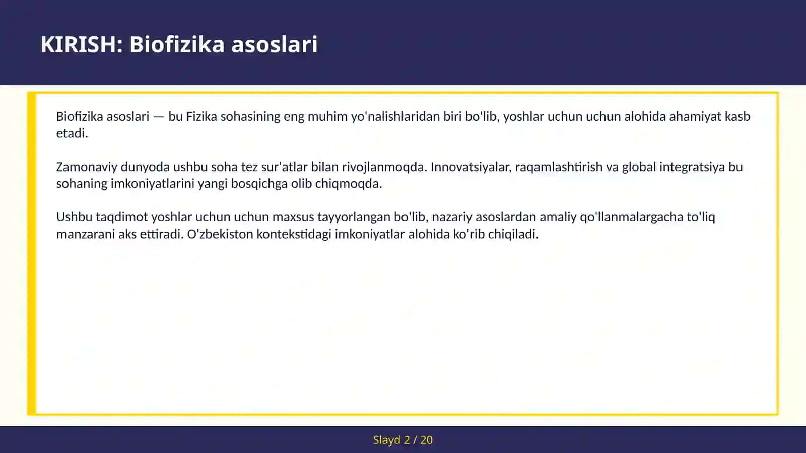 BIOFIZIKA ASOSLARI 2