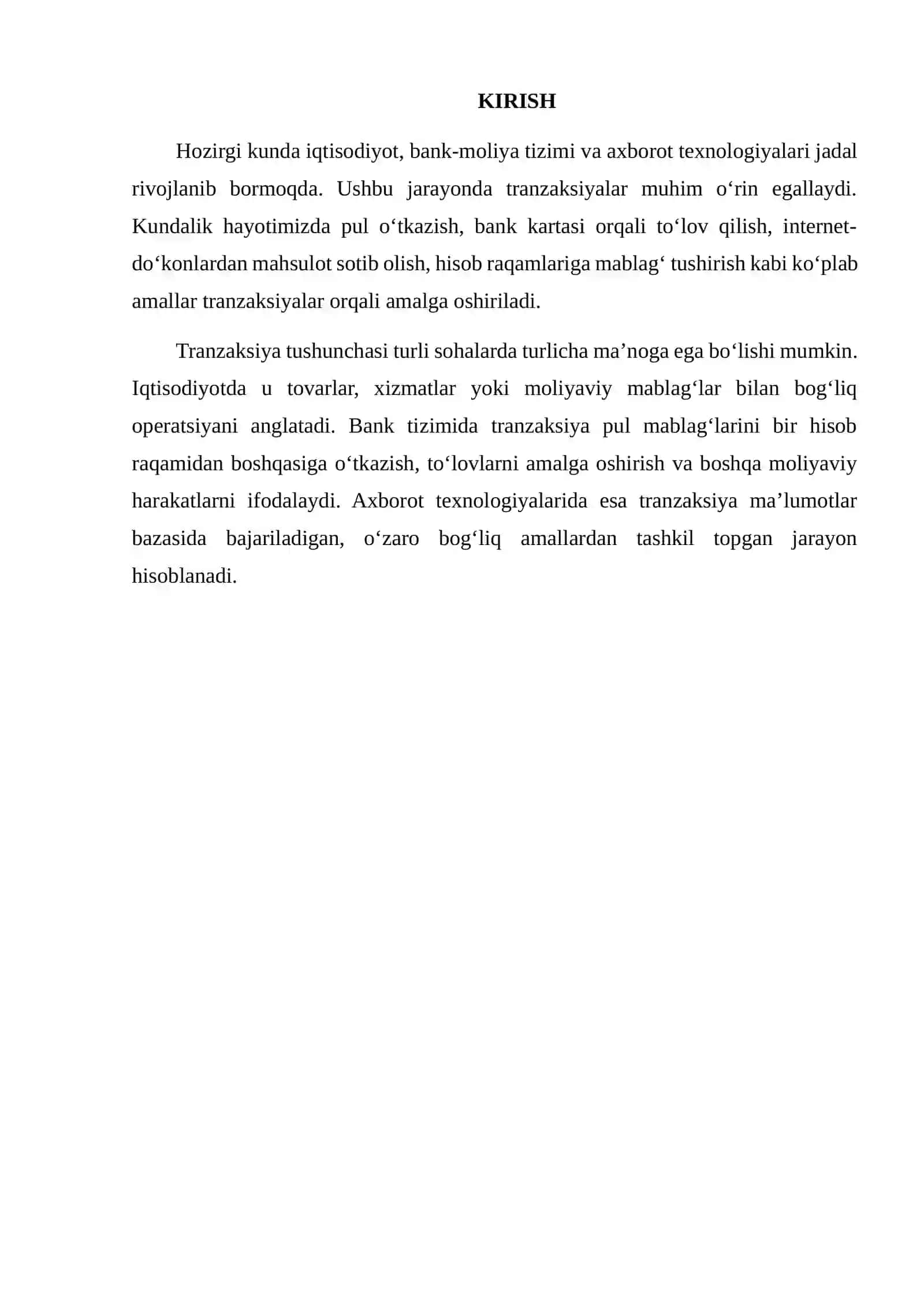 Tranzaksiya va uning turlarini o‘rganish va taqdim etish 2