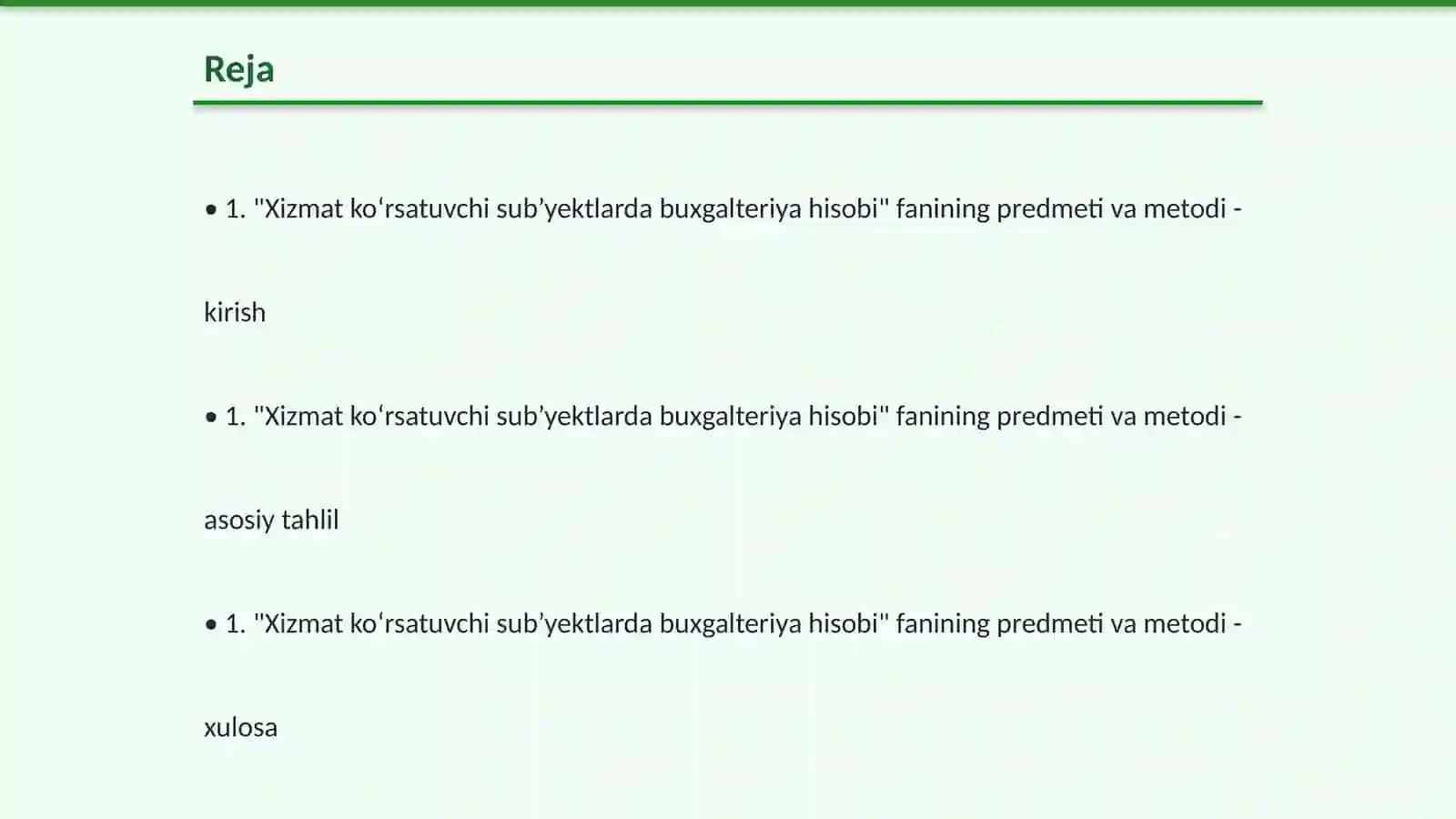 Xizmat koʻrsatuvchi sub’yektlardagi buxgalteriya hisobi 2