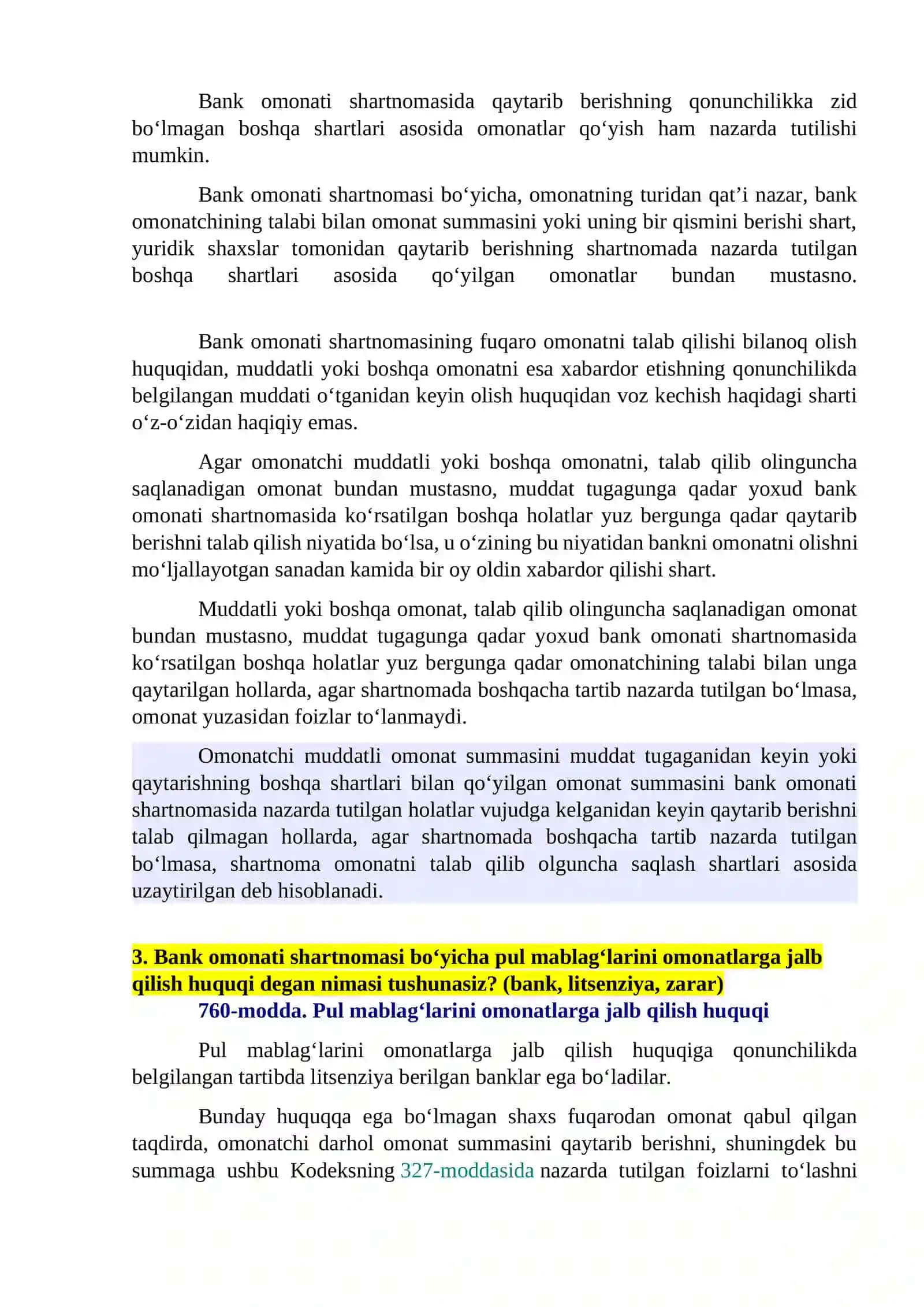 Bank omonati shartnomasi 2