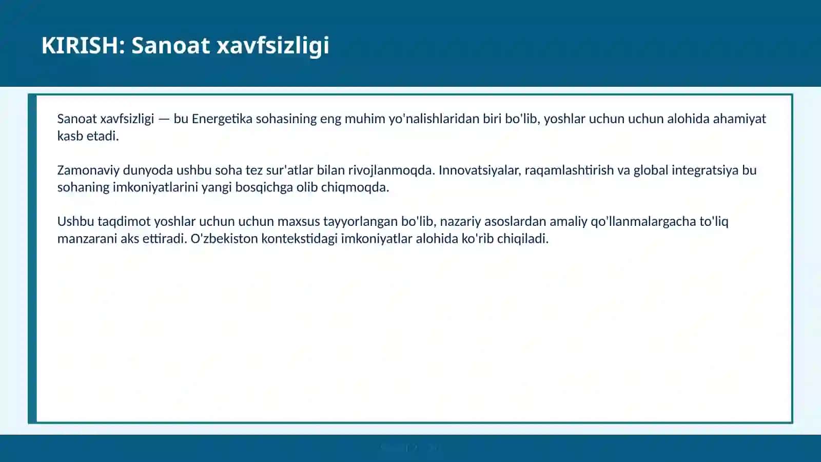Sanoat xavfsizligi 2
