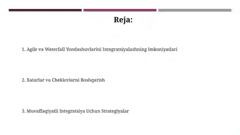 Agile va Waterfall Yondashuvlarini Integratsiyalashning Imkoniyatlari 2