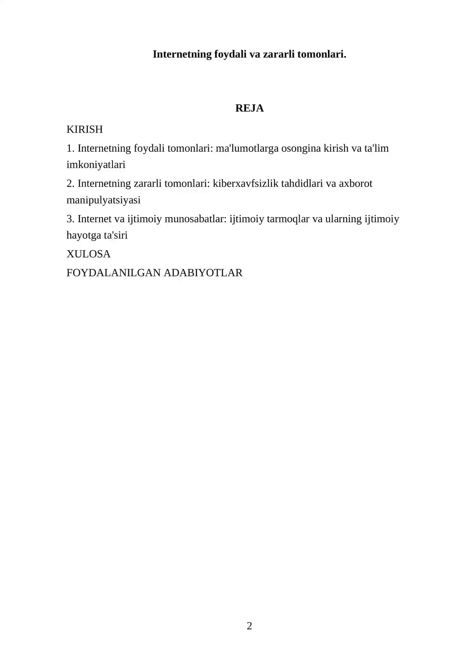 Internetning foydali va zararli tomonlari 2