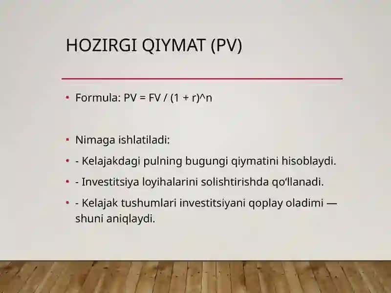 MOLIYAVIY MENEJMENT FANIDA ISHLATILADIGAN FORMULALAR 2