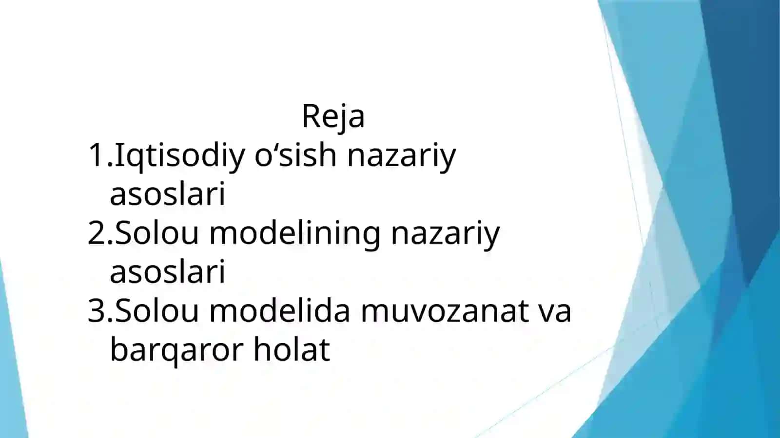 Solov modeli asosida iqtisodiy o'sishni modellashtirish 2