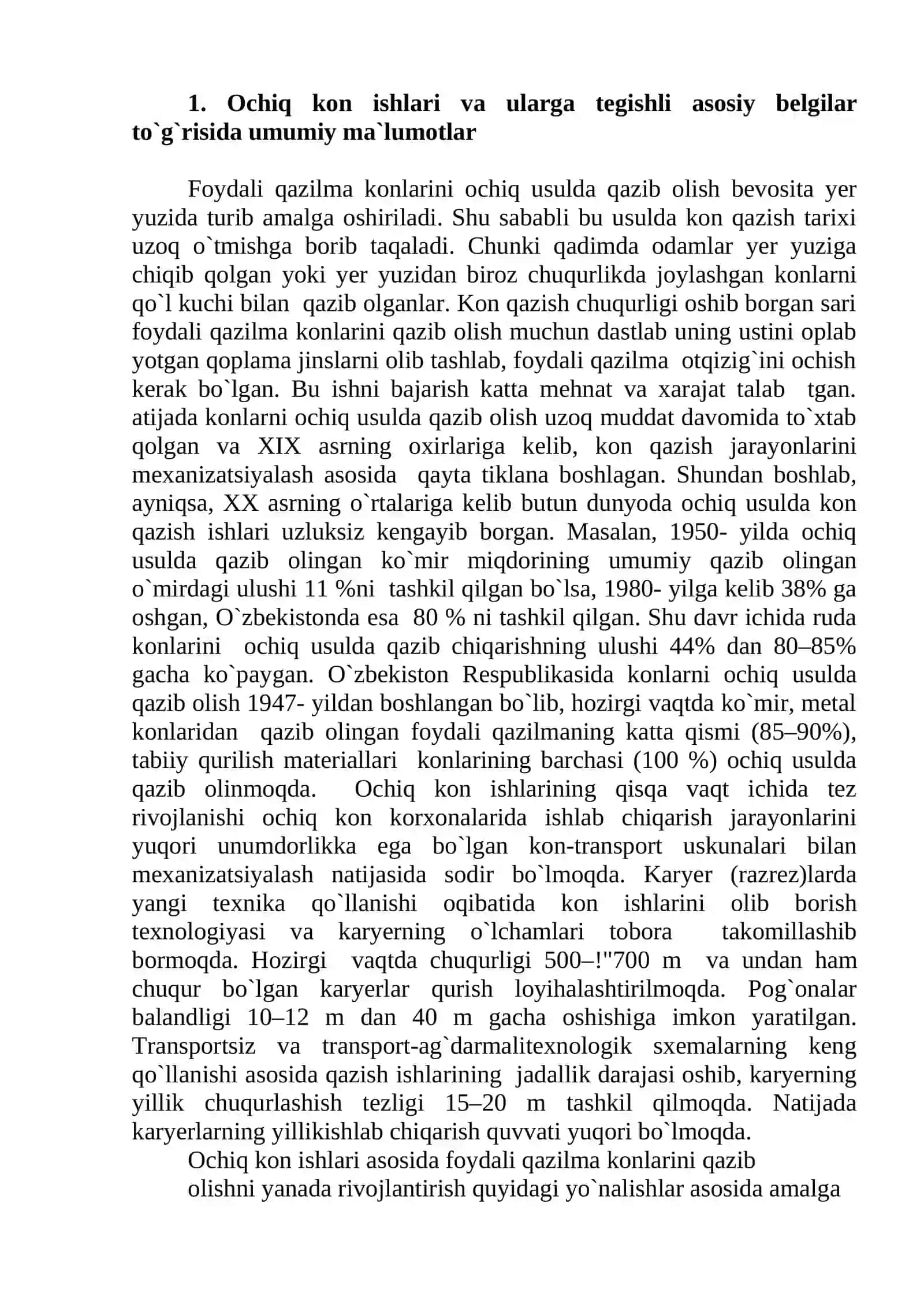 Foydali qazilma konlarini ochishning sxema va ketma-ketliklari 2