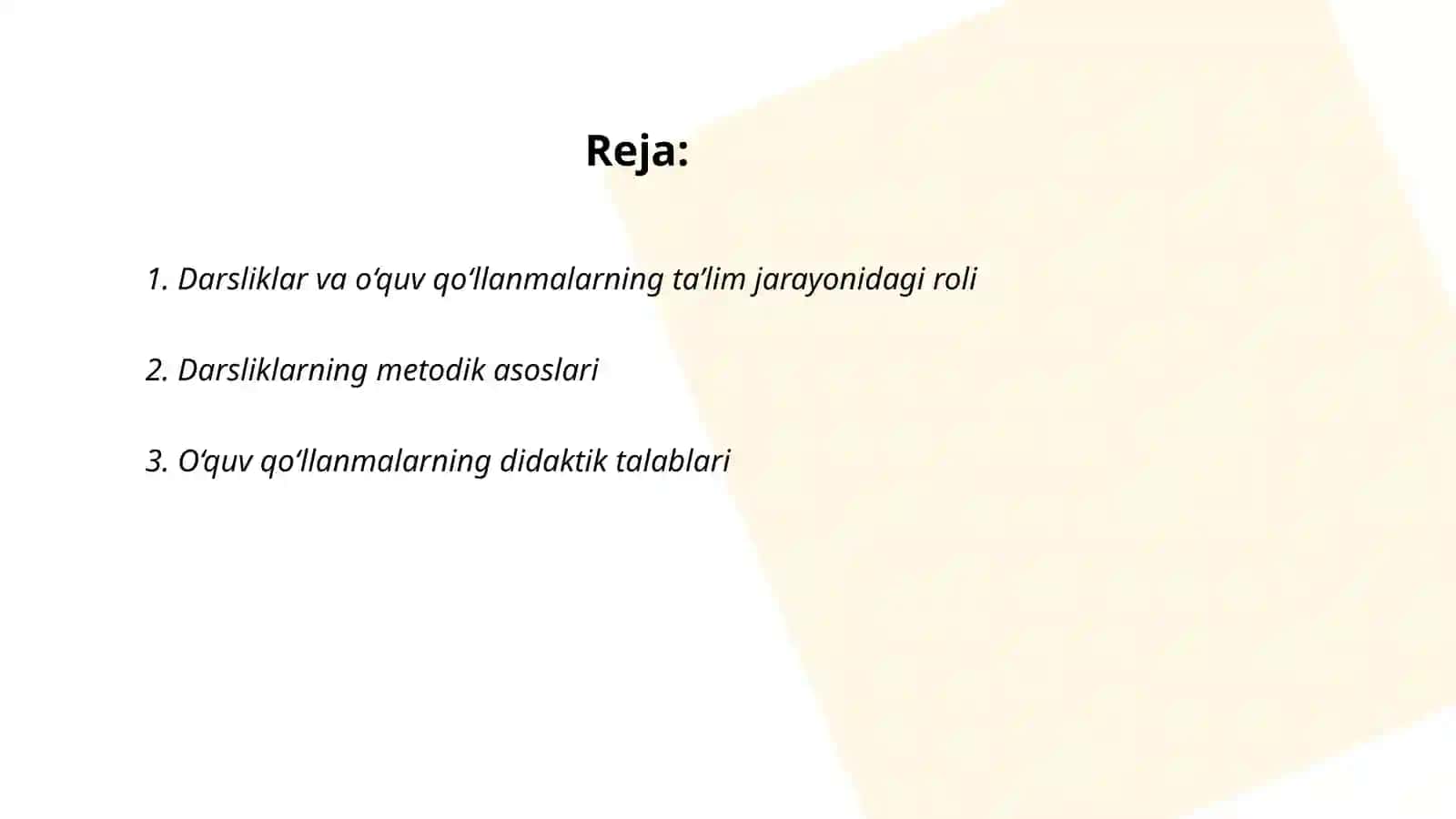 Darsliklar,oʻquv qoʻllanmalar va ularga qo'yiladigan talablar 2