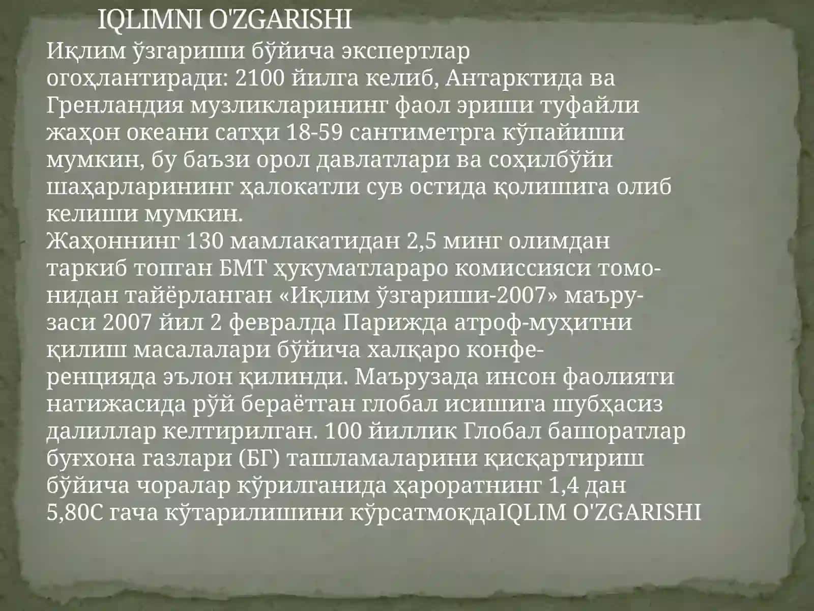 ИҚЛИМНИНГ ЎЗГАРИШИ 2