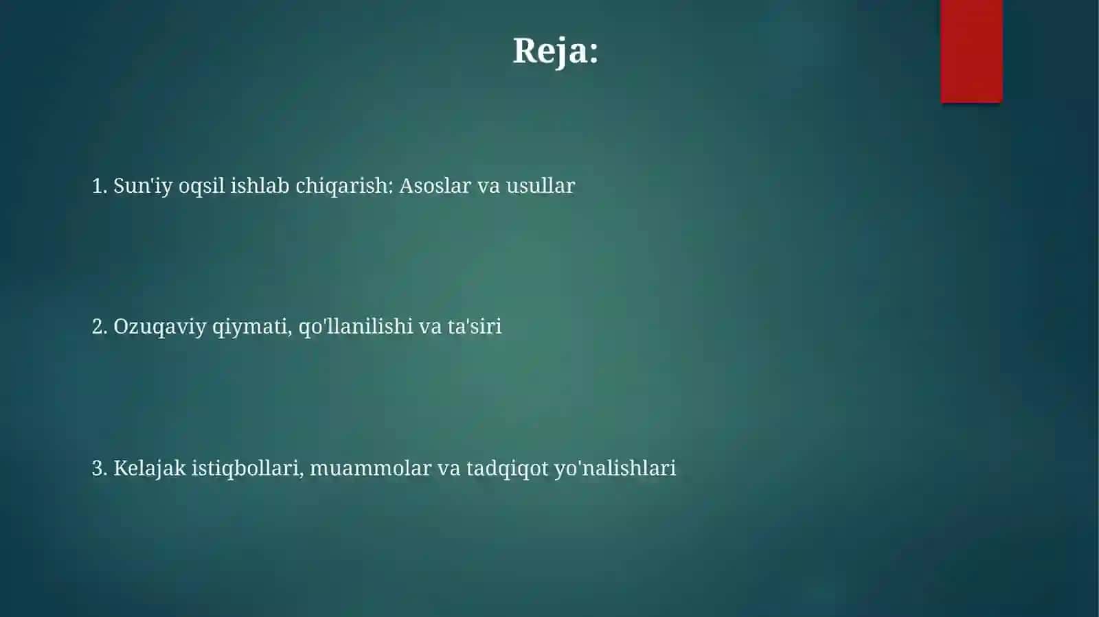 Sun'iy oqsil ozuqa moddalarning ishlab chiqarilishi va kelgusidagi imkoniyatlar 2