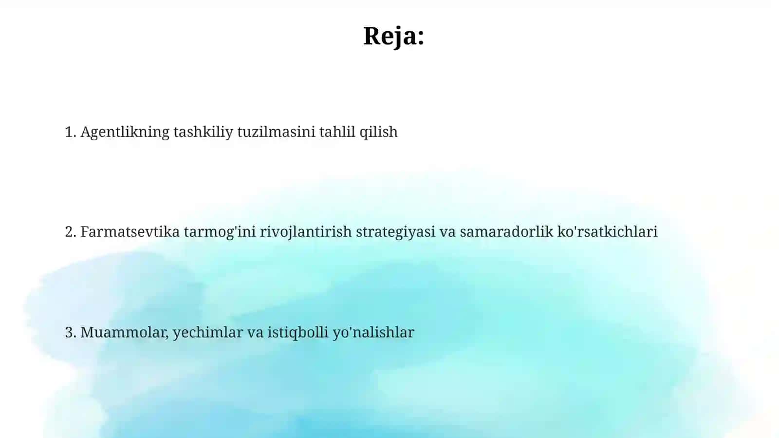 Farmatsevtika tarmog'ini rivojlantirish agentligining tarkibiy tuzilmasi tahlili 2