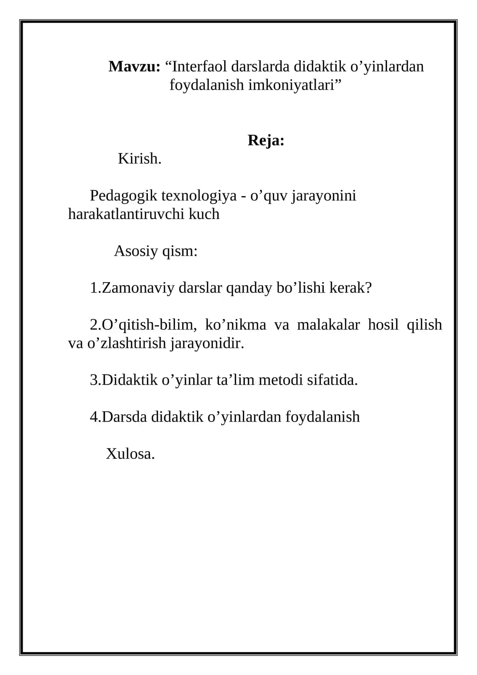 Interfaol darslarda didaktik o’yinlardan foydalanish imkoniyatlari 2