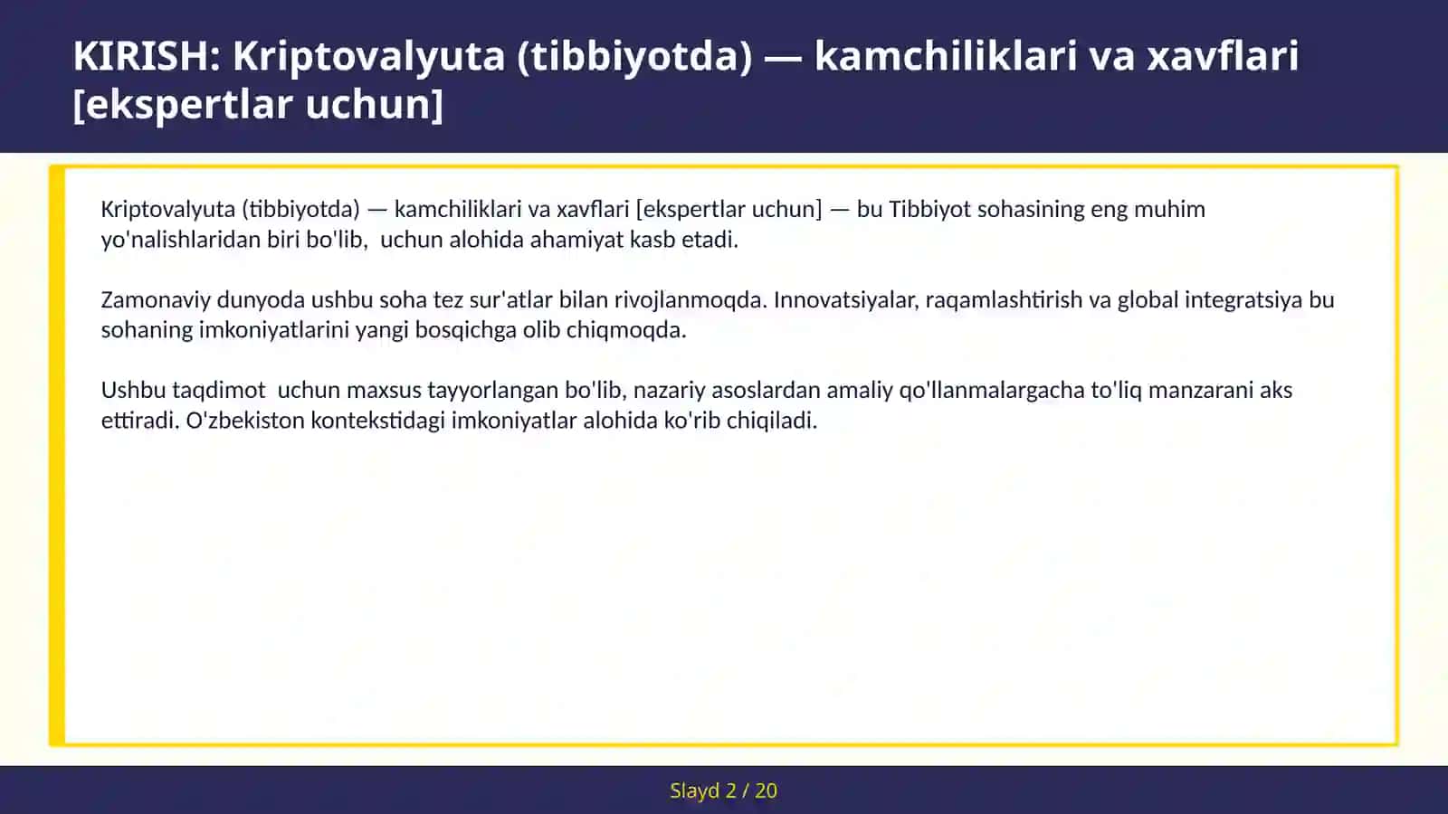 Kriptovalyuta (Tibbiyotda) - Kamchiliklari va Xavflari [Ekspertlar Uchun] 2
