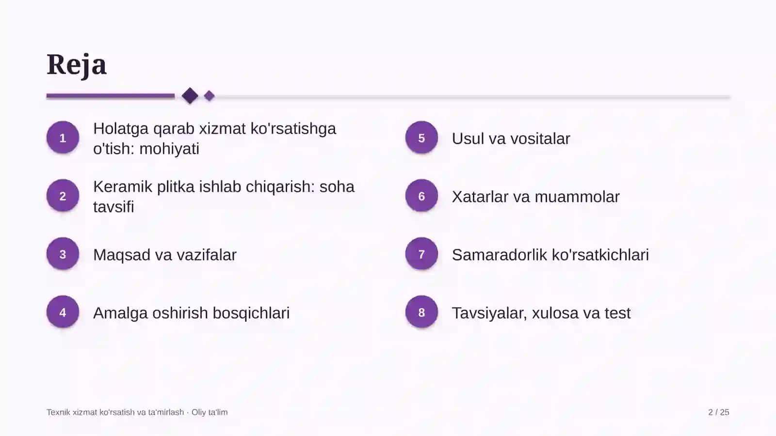 Keramik plitka ishlab chiqarishda holatga qarab texnik xizmat ko'rsatishga o'tish 2