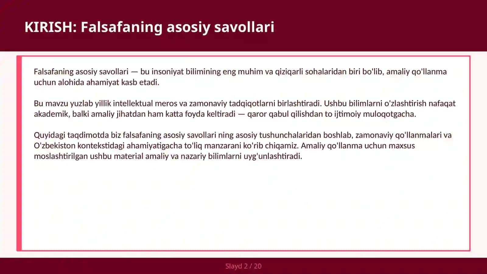 Falsafaning asosiy savollari 2