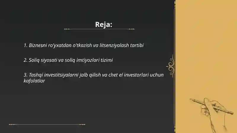Biznes faoliyatini amalga oshirish va rivojlantirish 2