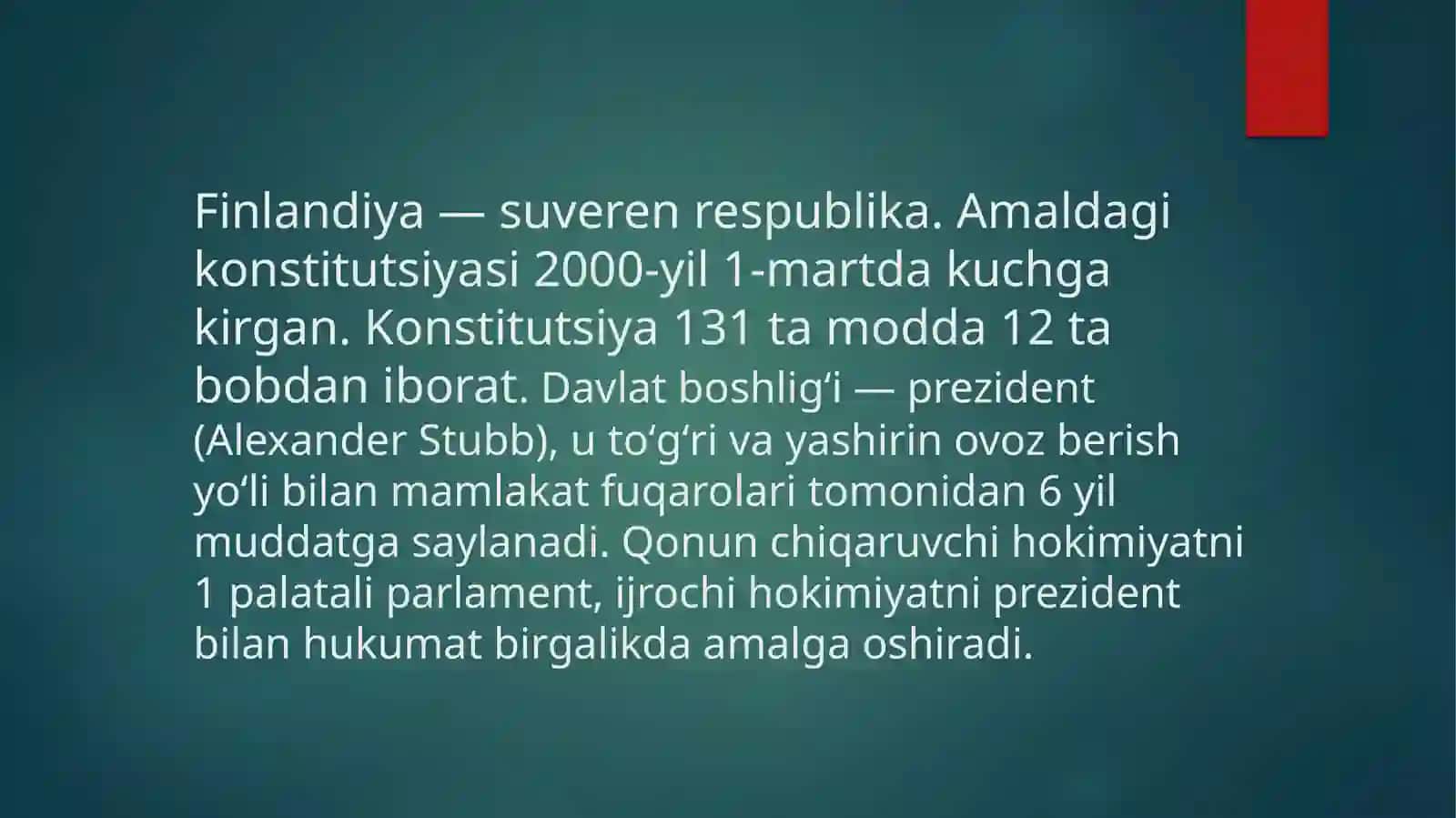Finlandiya Konstitutsiyasi (Finlandiya Respublikasi) 2