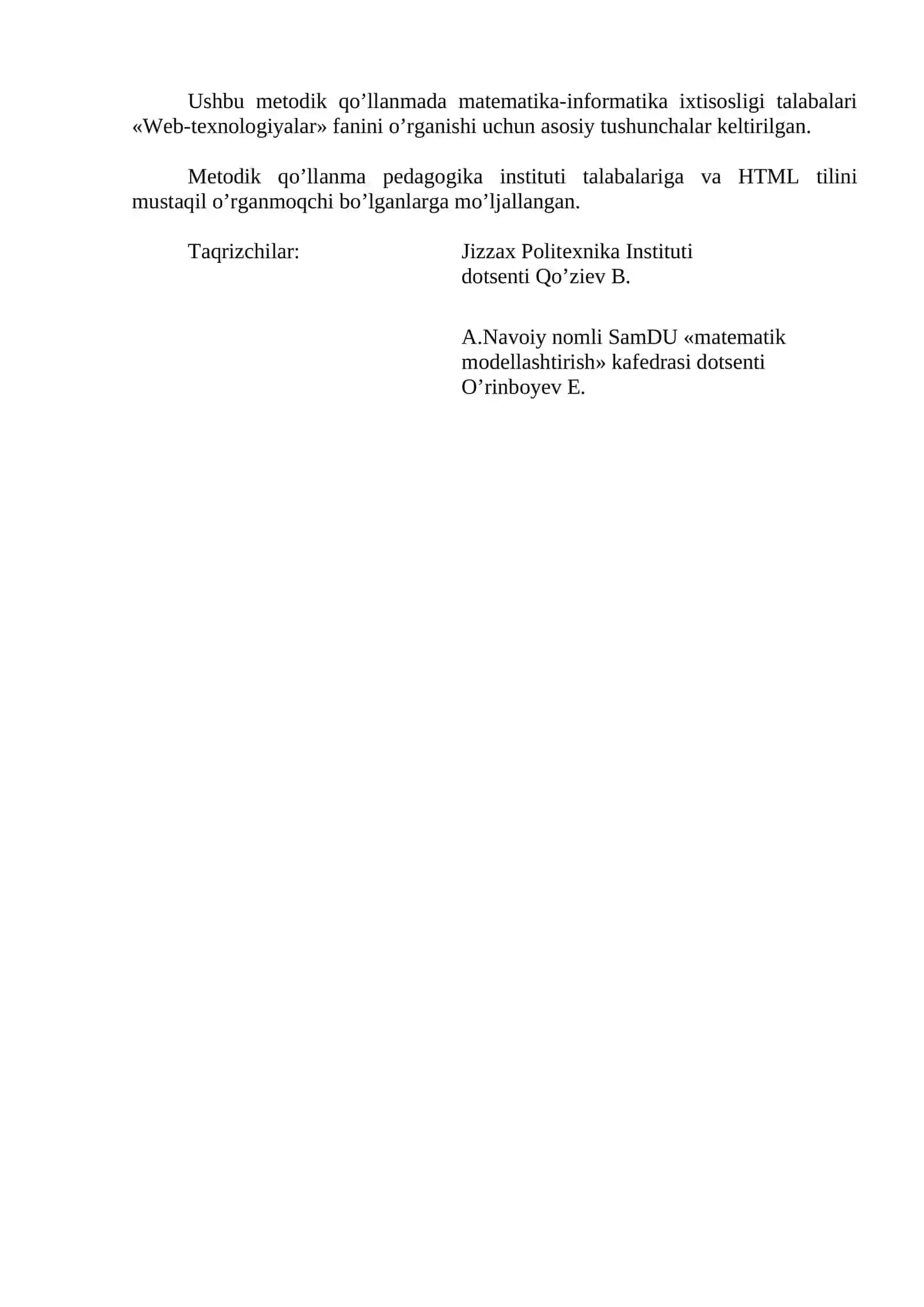 WEB-TEXNOLOGIYALAR 2