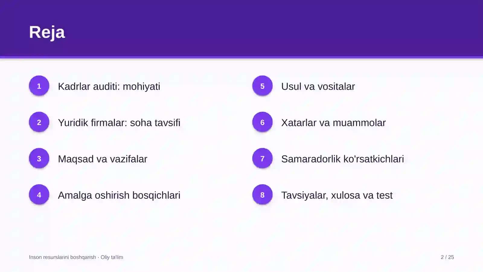 Yuridik firmalarda kadrlar auditi 2
