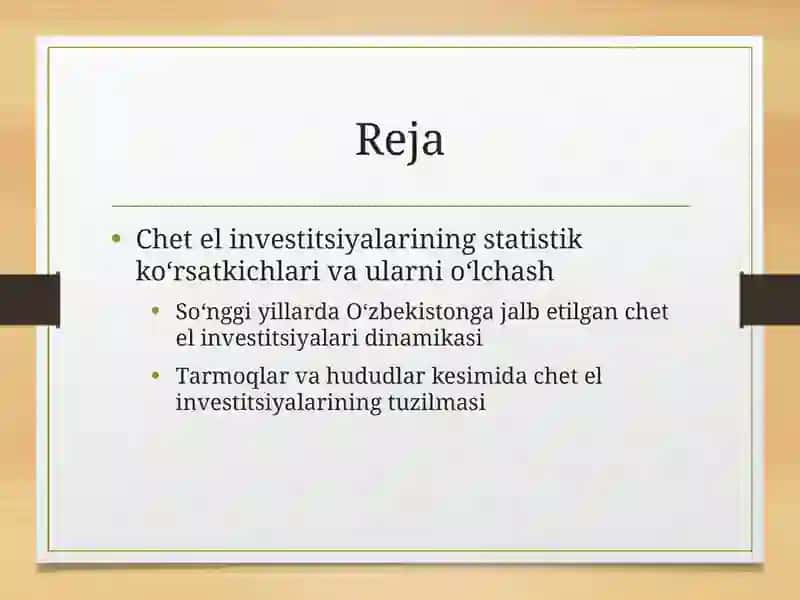 O‘zbekistongachetelinvestitsiyalarinijalbetishnistatistiko‘rganish 2