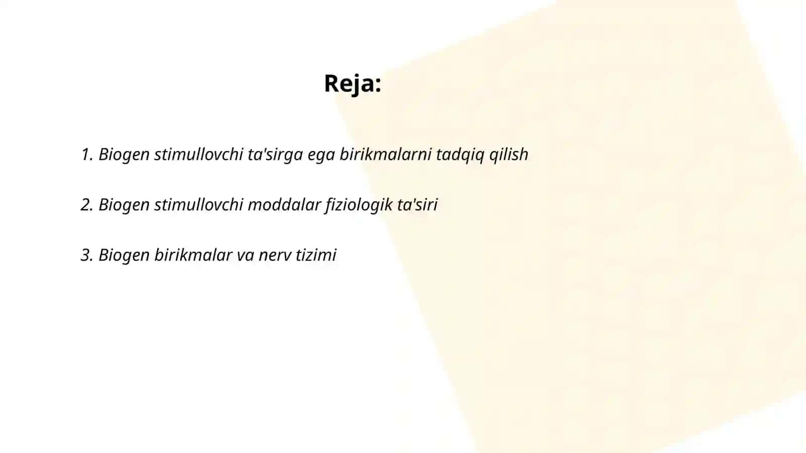 Biogen stimullovchi ta'sirga ega birikmalar haqida 2