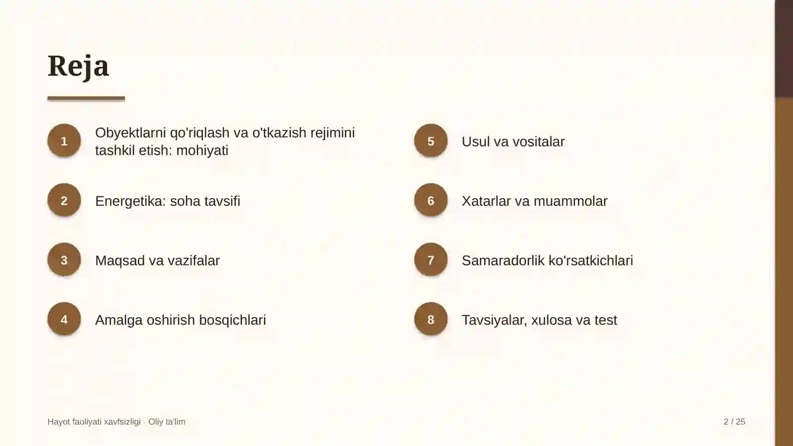 Energetikada obyektlarni qo'riqlash va o'tkazish rejimini tashkil etish 2