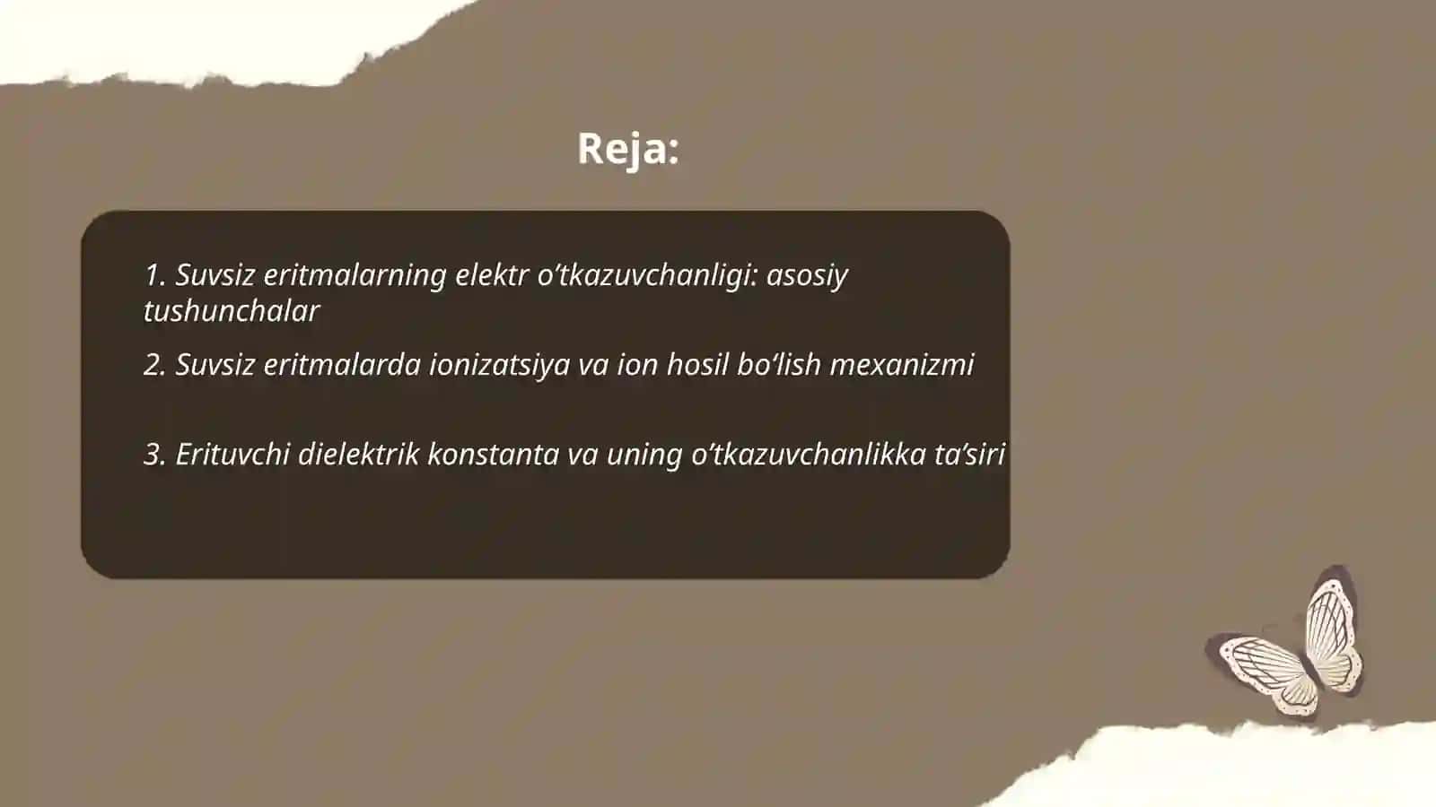Suvsiz eritmalarning elektr o’tkazuvchanligi 2