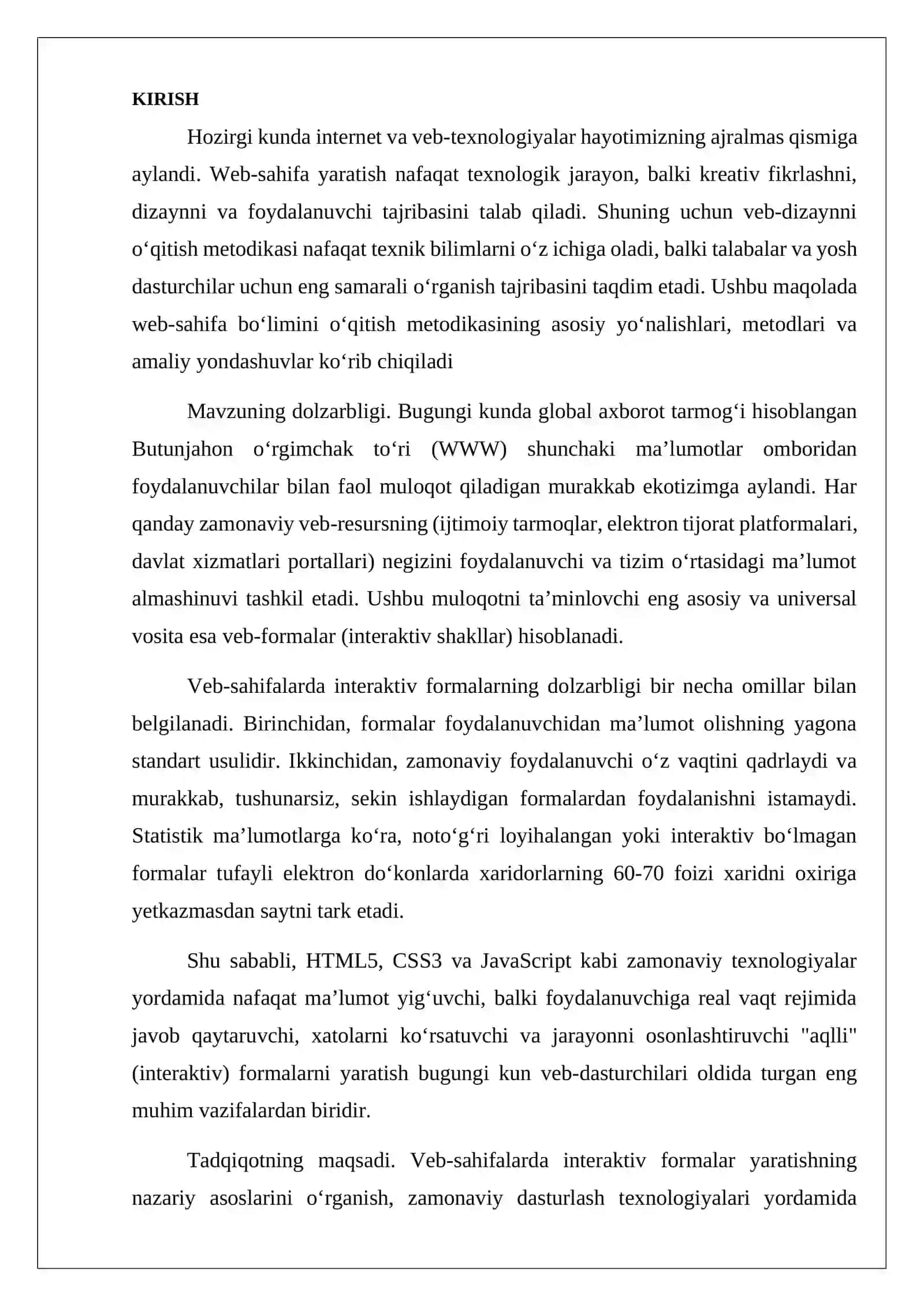 WEB SAHIFALARDA INTERAKTIV FORMA 2