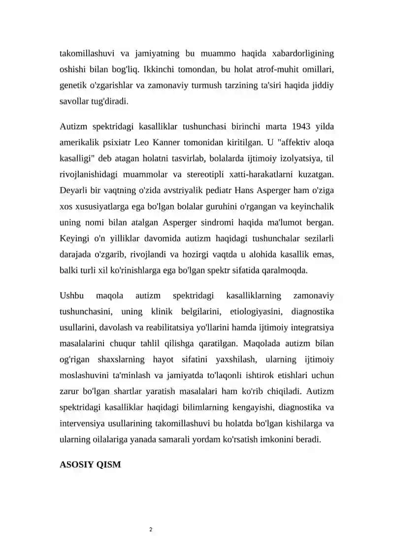 AUTIZM SPEKTRIDAGI KASALLIKLAR 2