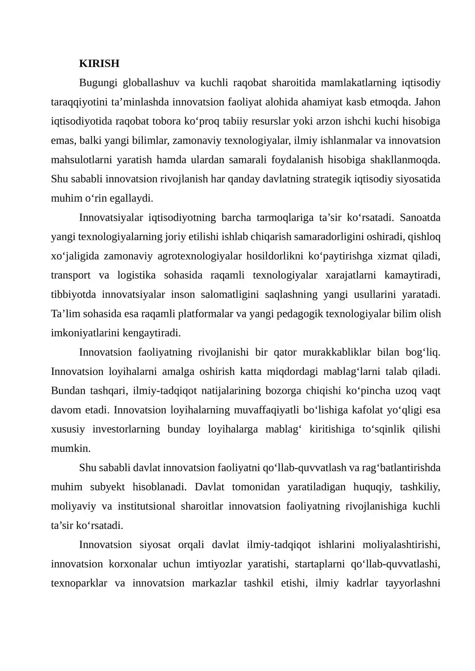Innovatsion faoliyatni davlat tomonidan qo‘llab-quvvatlash va rag‘batlantirish mexanizmlari 2