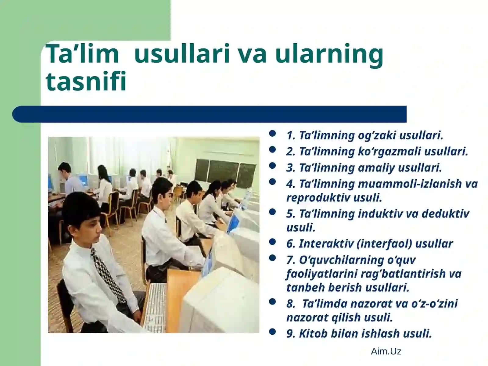 Ta’lim usullari va ularning tasnifi 2