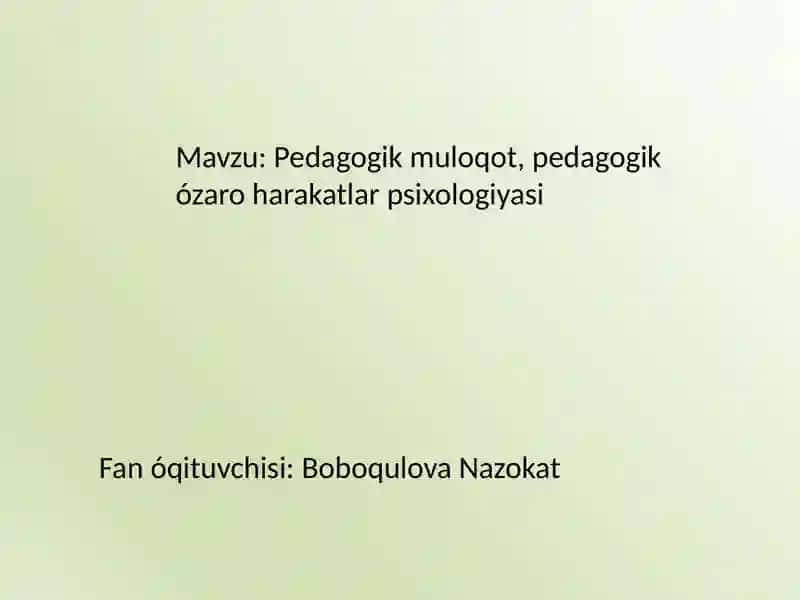 Pedagogik muloqot 2