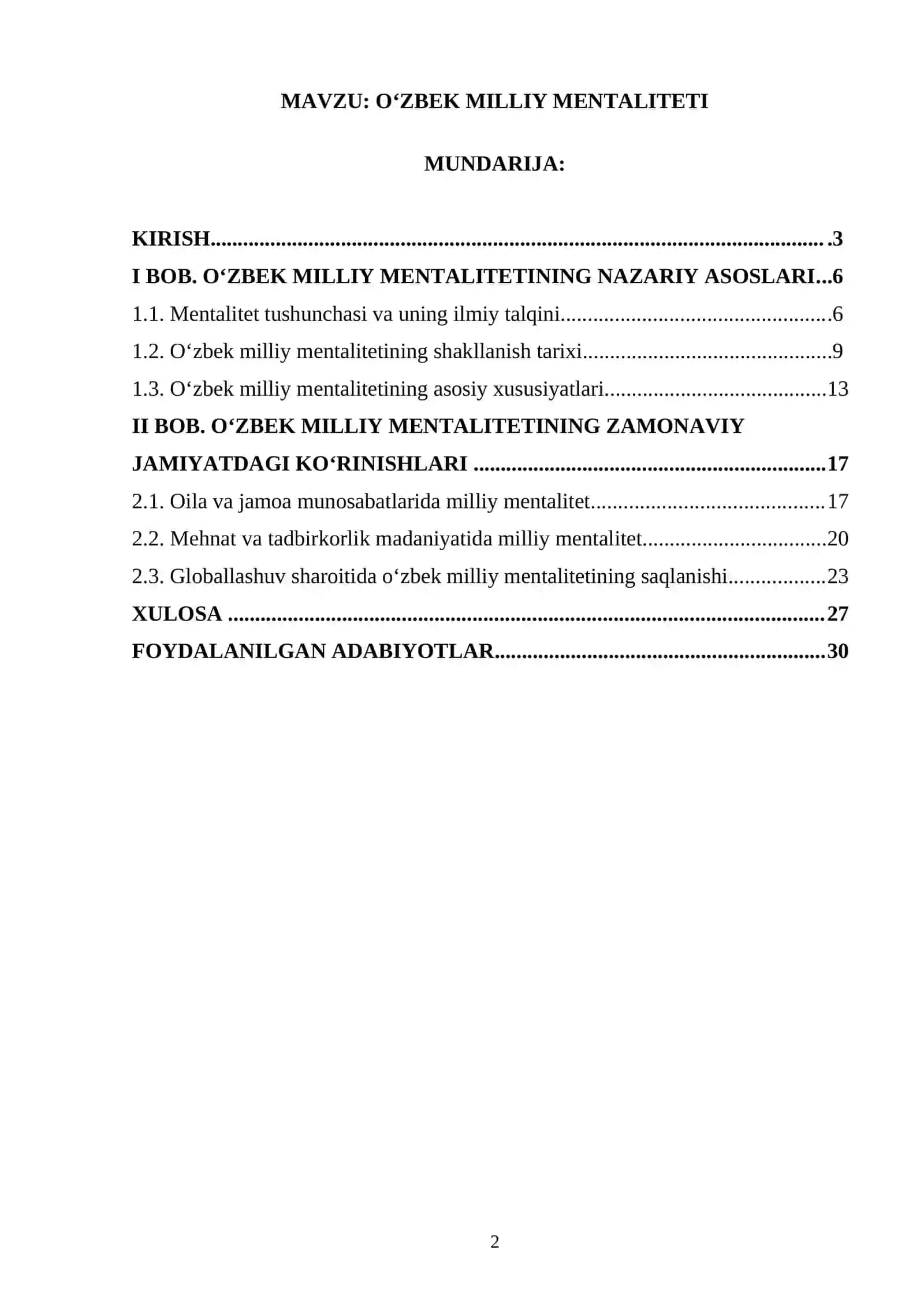 O'ZBEK MILLIY MENTALITETI 2