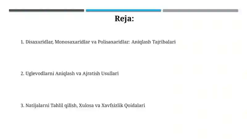 Disaxaridlar monosaxaridlar va polisaxaridlarga xos tajribalar 2